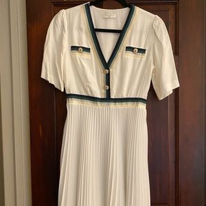 Sandro pleated midi dress white NEW